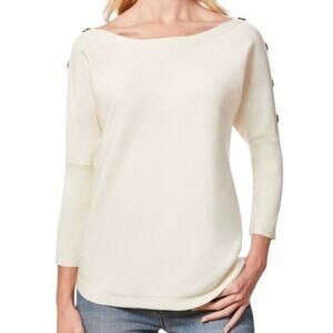 Melissa Paige Women’s Dolman Buttoned Sleeve Sweater White Size M